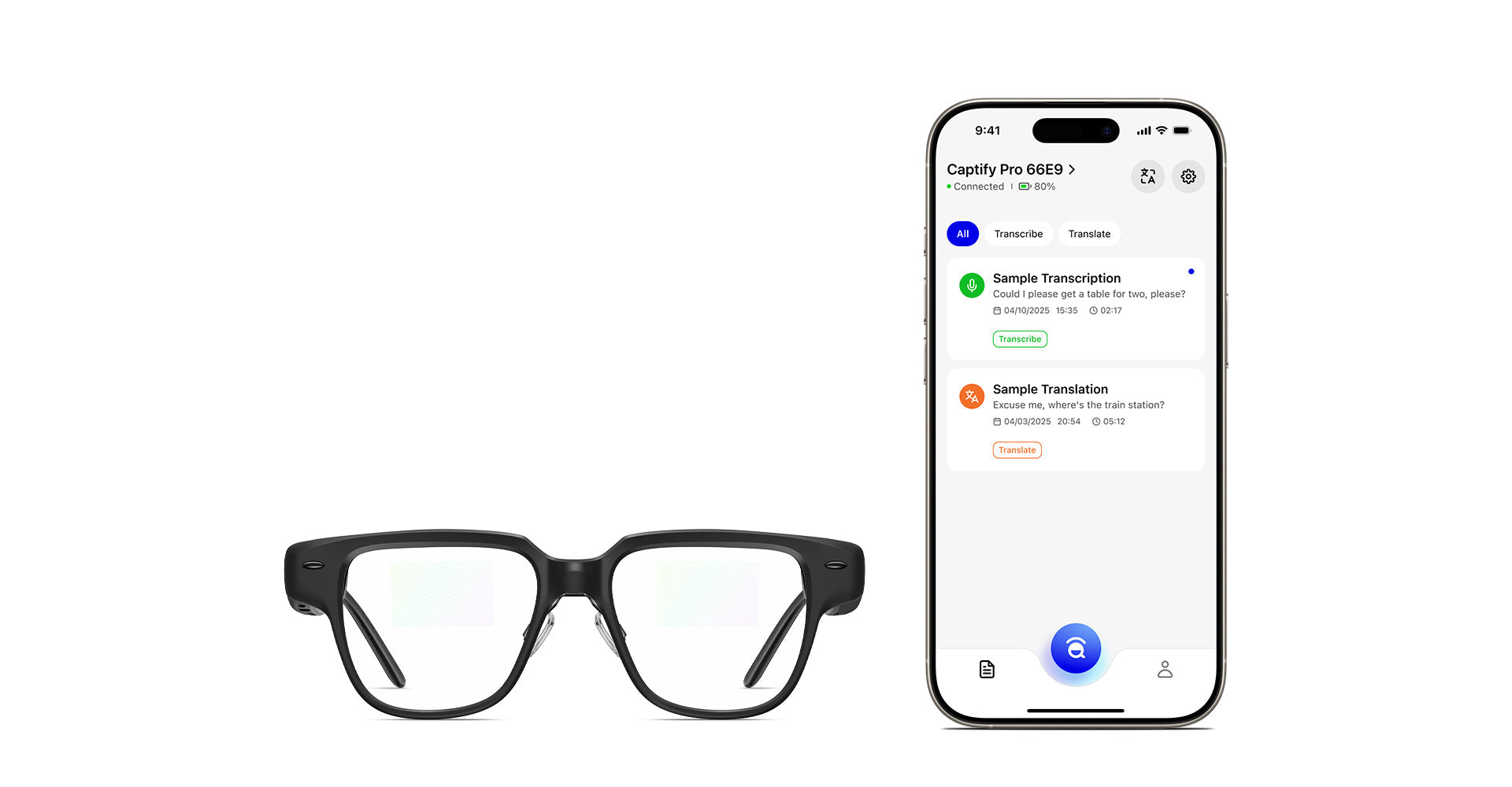 Do these glasses support switching between English and Spanish captions on the fly for bilingual conversations?